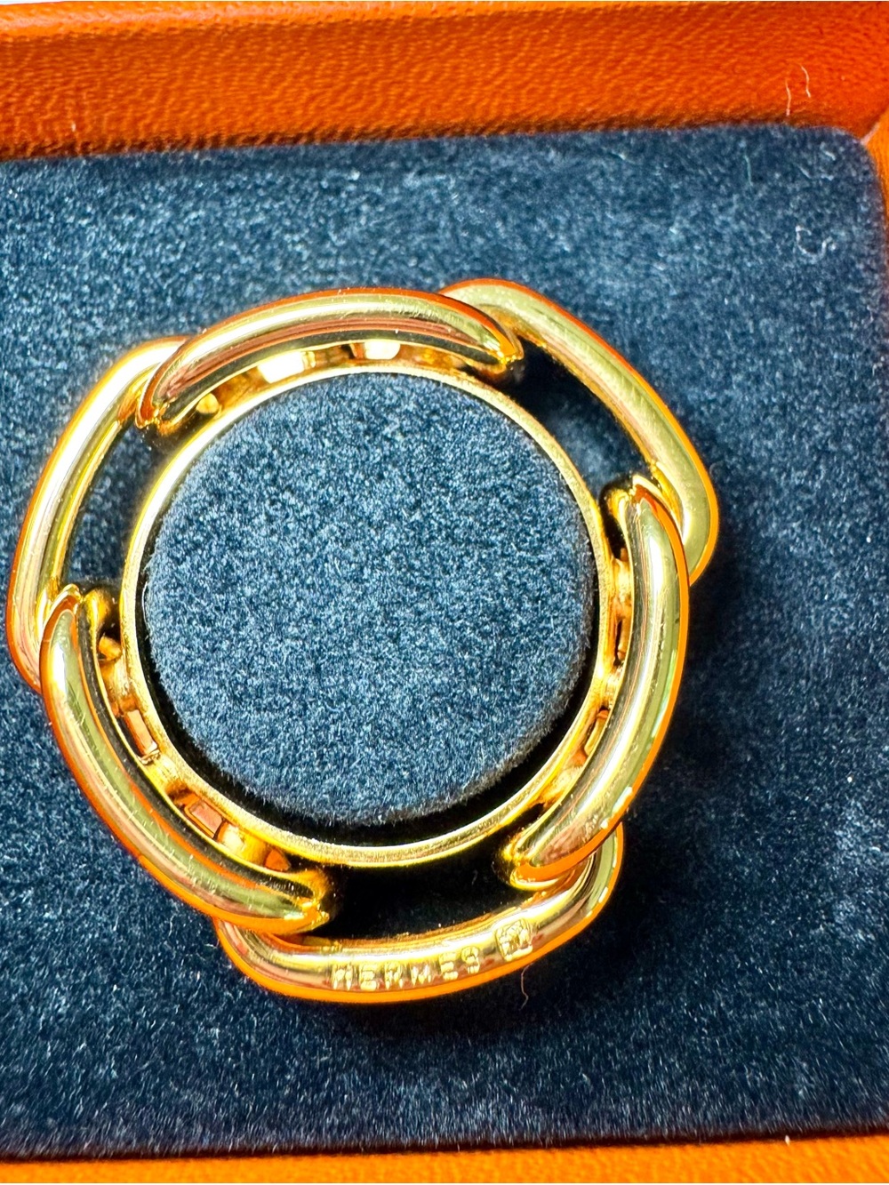 Hermes Vintage Gold Metal Chaine D'Ancre Scarf Ring Charm - Picture 2 of 8